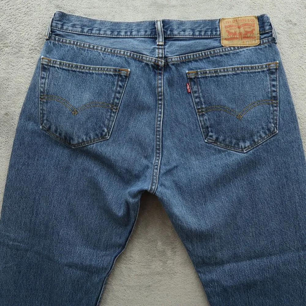 Levi's 505 Jeans Mens Size 36x29 Blue Regular Straight 100% Cotton Denim Medium